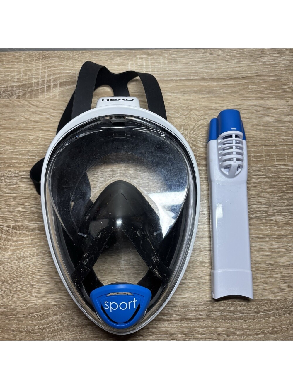 HEAD Sea Vu Dry Full Face Snorkel Mask White Blue Swimming Scuba Goggles